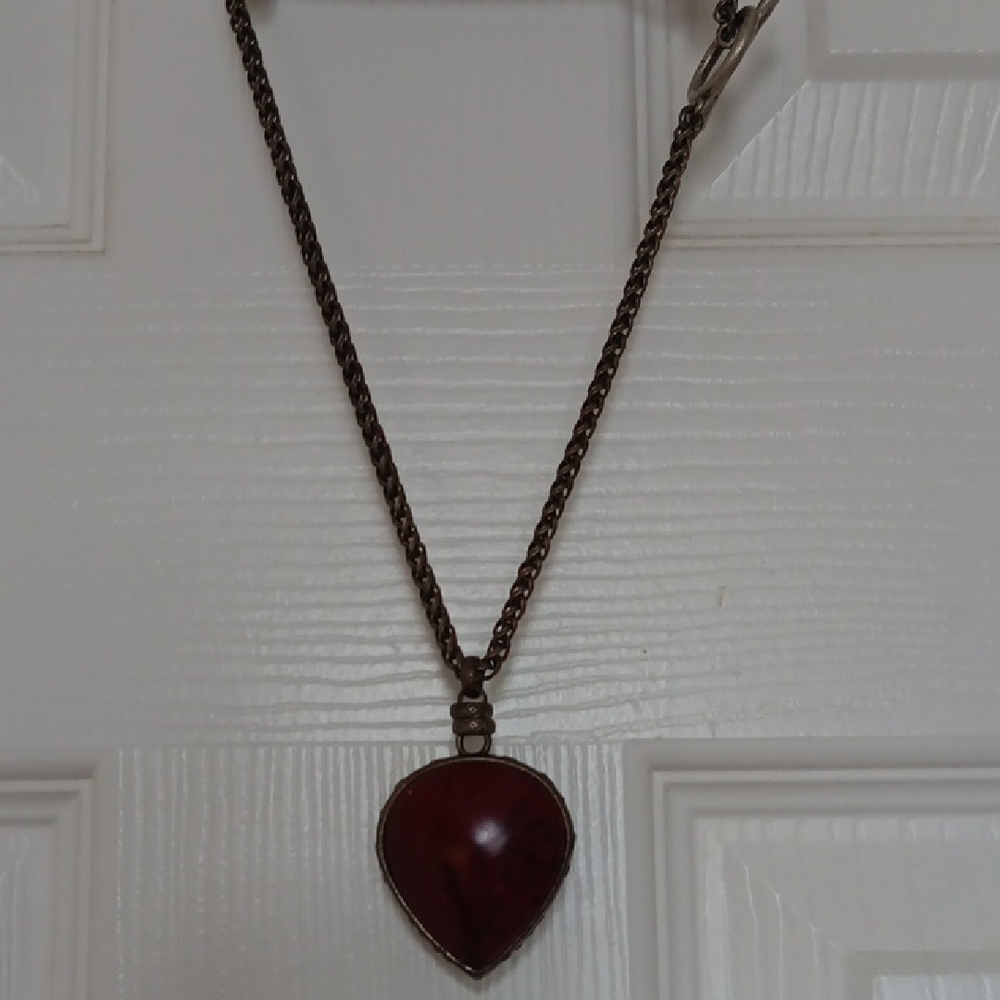 Lucky Bordeaux Teardrop Heart Pendant Necklace - Women Jewelry,Boho - Picture 2 of 7